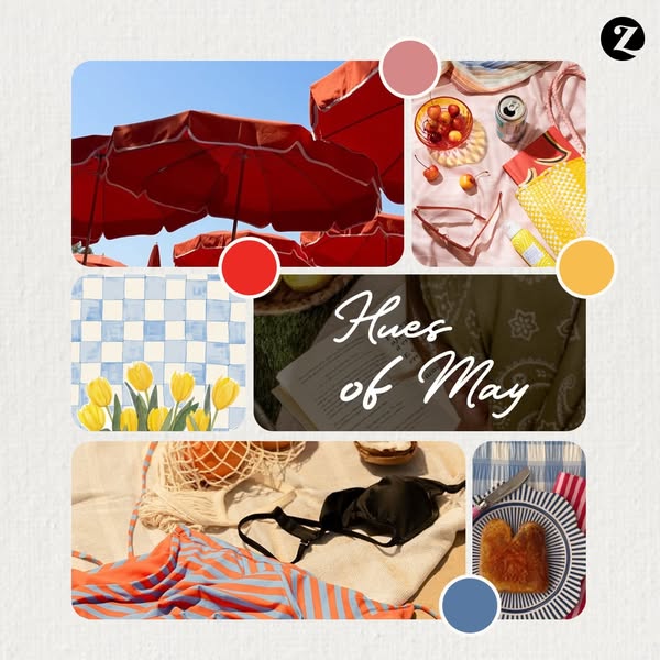 This ad is designed to create a mood board feel, with images evoking thoughts of a spring or summer vacation.