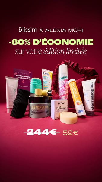 This image ad features a variety of beauty and skincare products in a kit, emphasizing a significant discount. The ad is