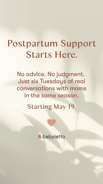 This ad promotes a postpartum support group called "babyletto", which provides a safe space for mothers to con