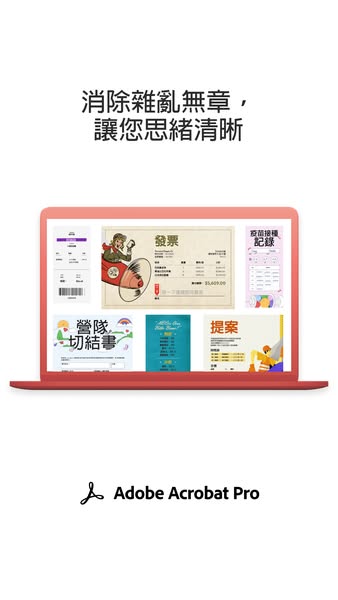This image ad for Adobe Acrobat Pro highlights the software's ability to eliminate disorganization and bring clarity