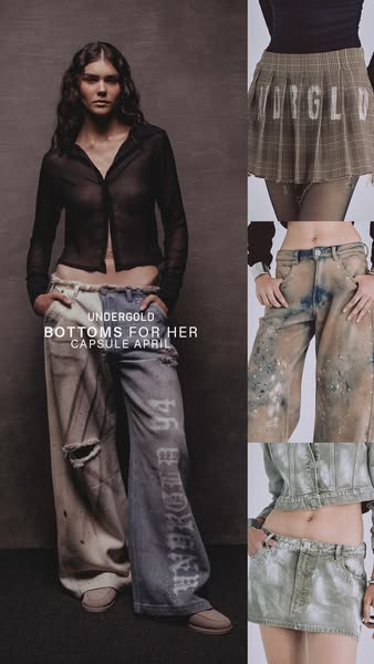 Image ad for Undergold apparel, featuring a model wearing bottoms from the brand's capsule collection. The image is 