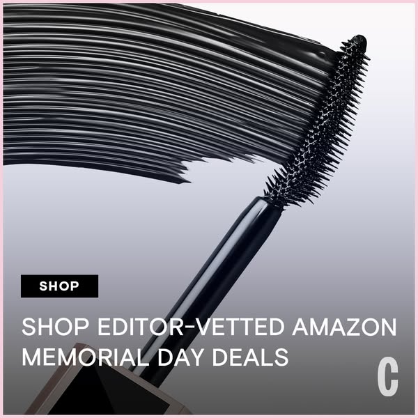 This ad features a close-up of a mascara wand and advertises editor-vetted Amazon Memorial Day deals.