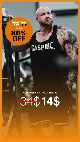 This ad for GASP promotes a limited-time sale on its essential t-back shirt.