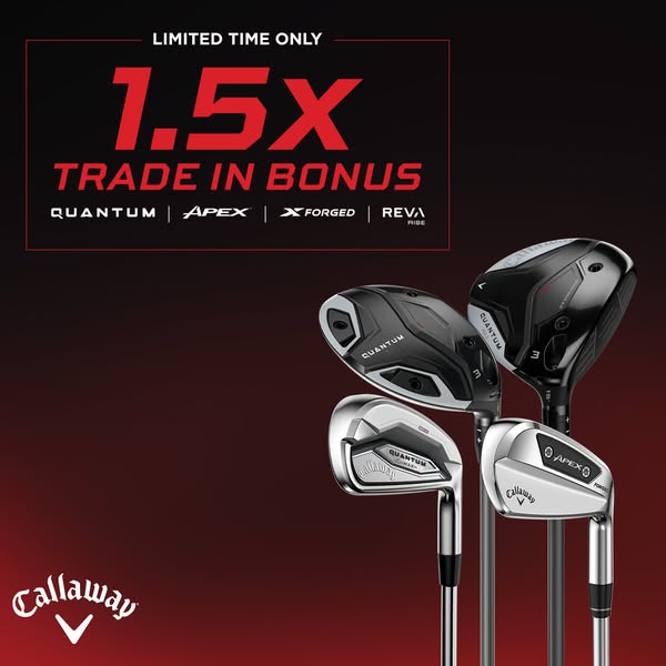 This image ad for Callaway golf clubs features a selection of clubs in a visually striking arrangement. The ad promotes 
