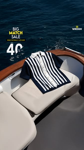 This image ad for Wrogn promotes a sale on their merchandise, likely for a limited time, and features a striped collared