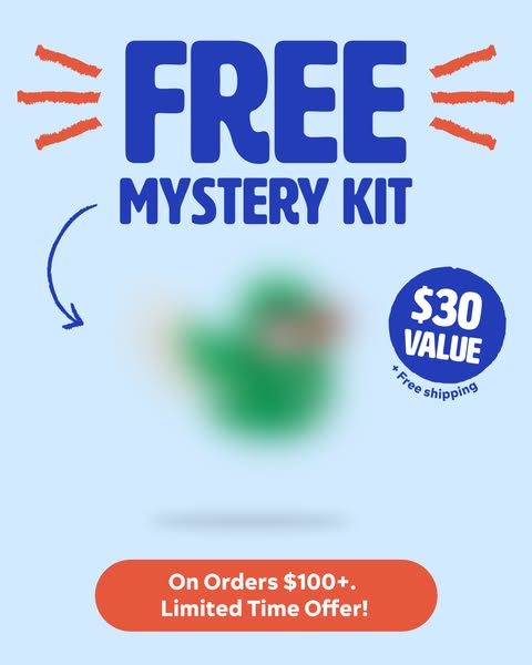 The ad promotes a free mystery kit that comes with orders of $100 or more for a limited time.