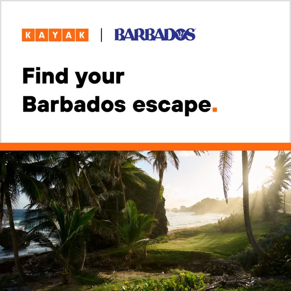 This KAYAK ad encourages users to find their Barbados escape.