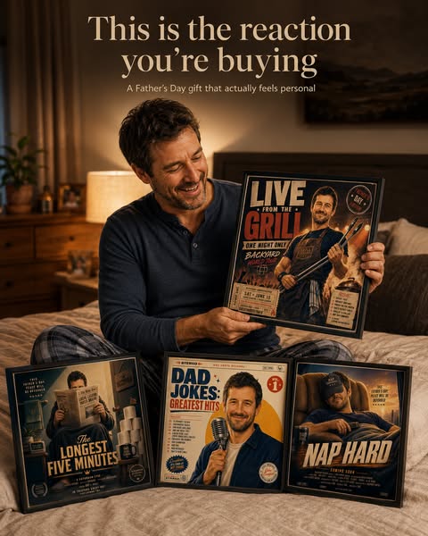 This image ad promotes a personalized framed picture as a Father's Day gift that elicits the feeling of a personal c