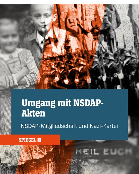 This ad is for the German news publication Der Spiegel and appears to focus on a feature regarding NSDAP files. The imag