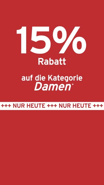 This is an image ad promoting a limited-time offer of 15% off in the women's category. The ad is a single frame with