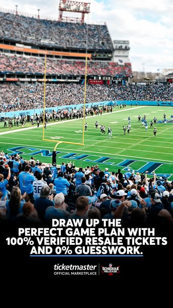 This ad uses a photo of a live sporting event and encourages the viewer to use Ticketmaster for resale tickets.