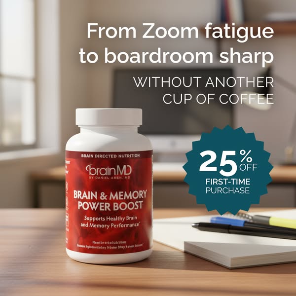 This image ad for BrainMD promotes their Brain & Memory Power Boost supplement as a way to improve focus from Zoom f