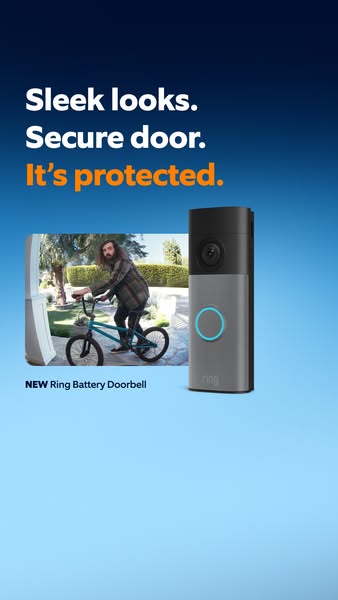 This image ad for Ring's new battery doorbell uses a simple gradient background and straightforward text to communic
