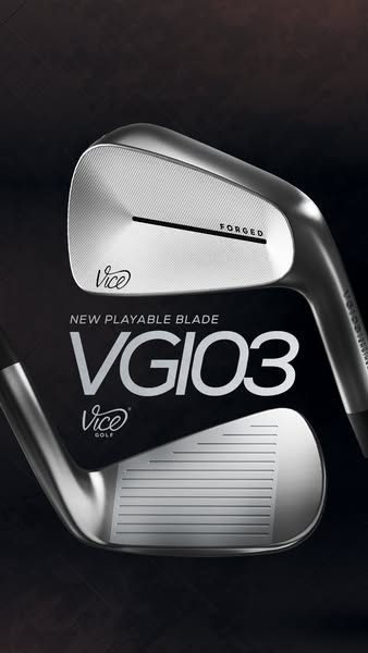 This ad showcases the VICE Golf VGi03 iron. The image focuses on design and craftsmanship.