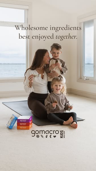 This ad features a mother and two children enjoying GoMacro bars. The ad promotes the idea that GoMacro bars are healthy