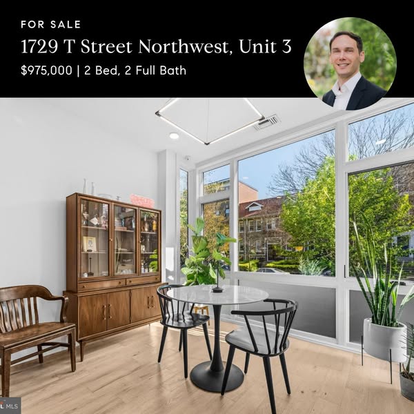 This ad is for a unit for sale at 1729 T Street Northwest, Unit 3, that has 2 beds and 2 full baths. It is listed for $9