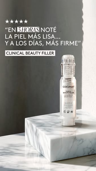 This ad for Cocunat Clinical Beauty Filler features a product shot and a customer quote about the product's fast-act