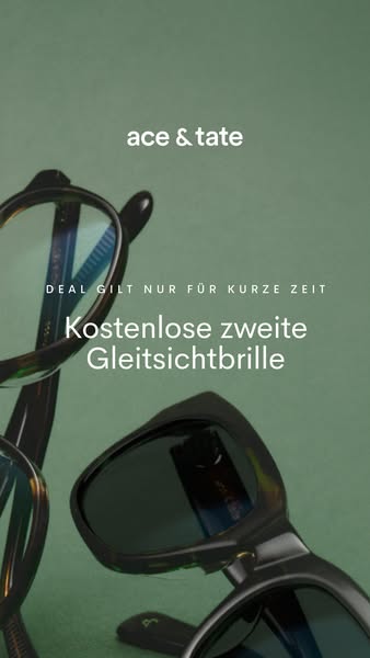 This ad for Ace & Tate features 2 eyeglasses. The ad promotes a limited-time offer for a free second pair of progres