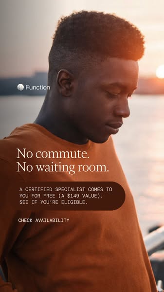 This ad for Function promotes the convenience of having a certified specialist come to you for free, eliminating the nee