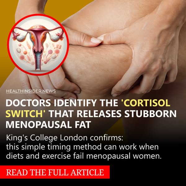 The ad promotes an article that reveals a simple timing method to release stubborn menopausal fat by identifying the cor