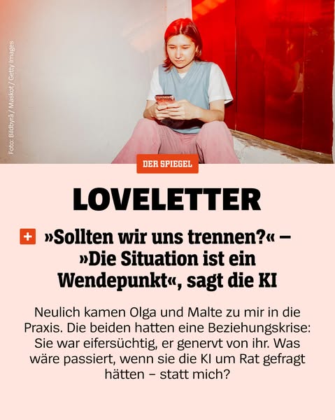 The ad features a photograph of a young woman on her phone above two quotes from an article titled "Loveletter.&quo