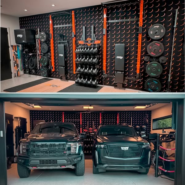 This image ad showcases the brand in the top half as a home gym setup and in the bottom half, it showcases two luxury ve