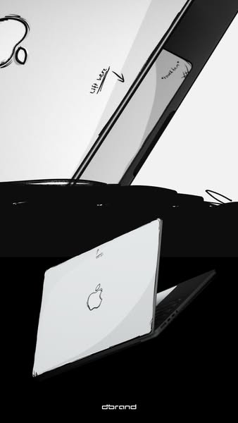 This dbrand ad displays an Apple Macbook with their adhesive skin applied. The ad showcases how easy it is to install th