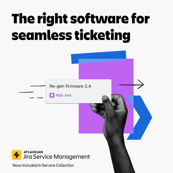 This image ad for Atlassian's Jira Service Management highlights the software's ability to provide seamless tick