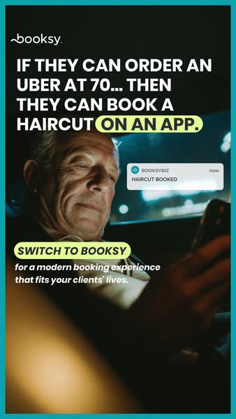 This ad aims to showcase the convenience of Booksy's app for booking haircuts, using a comparison to ordering an Ube