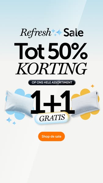 This is an in-feed image ad promoting a Refresh Sale on pillows. The ad highlights an offer of 1+1 GRATIS and encourages