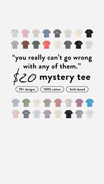 This ad features a variety of t-shirts and a testimonial with the price of $20, highlighting the mystery and potential v