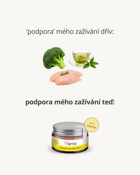 This ad uses a before-and-after format to show the benefits of Verra Probiotics. It highlights how it simplifies digesti