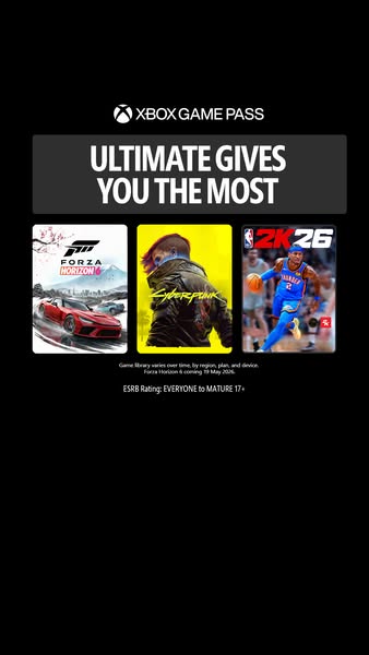 This ad promotes the Xbox Game Pass Ultimate by highlighting the expansive library of games available on the platform.