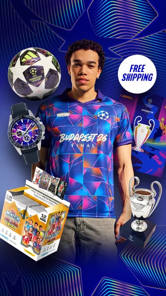 This ad showcases sports merchandise including a football, jersey, watch, trading cards, and a trophy, all related to th