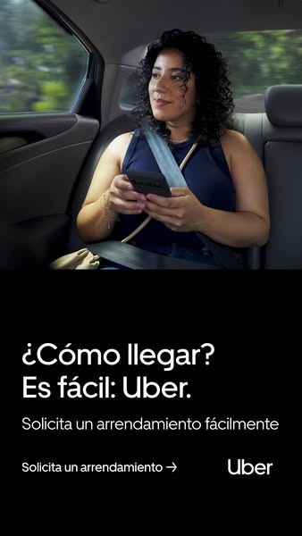 This ad showcases Uber's easy and convenient ride-hailing service. It features a woman riding in the back of an Uber