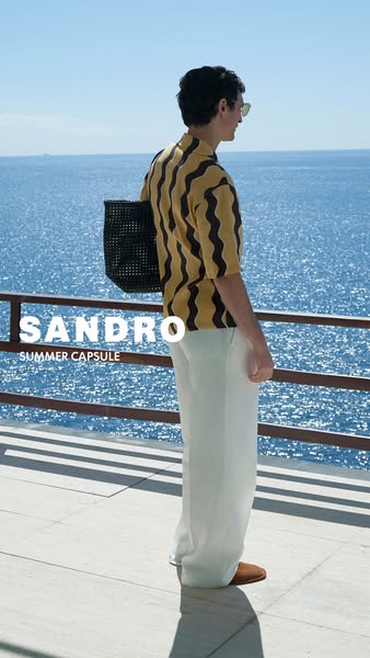 This ad features a person wearing items from Sandro's Summer Capsule collection. The ad highlights the brand's s