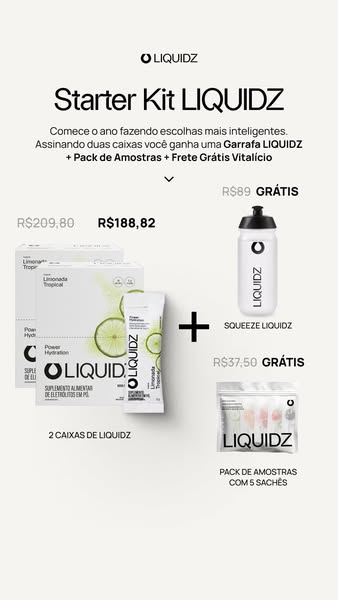 The ad promotes the Liquidz starter kit, which includes two boxes of Liquidz, a squeeze Liquidz water bottle and a sampl