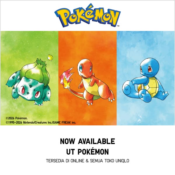 This image ad features the Pokémon logo at the top and artwork of three starter Pokémon—Bulbasaur, Charmander, and Squir