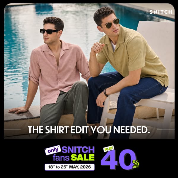 This image ad promotes SNITCH shirts with a 'Shirt Edit' theme, offering a limited-time 'Fans Sale' with