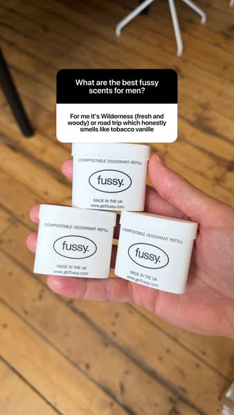 This ad is made to promote a brand of compostable deodorant refills called Fussy. It takes the form of a recommendation 