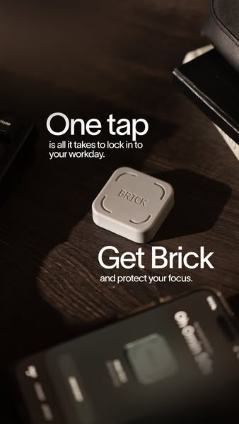 This ad promotes the Brick device, which is used to help people lock in to their workday and protect their focus.