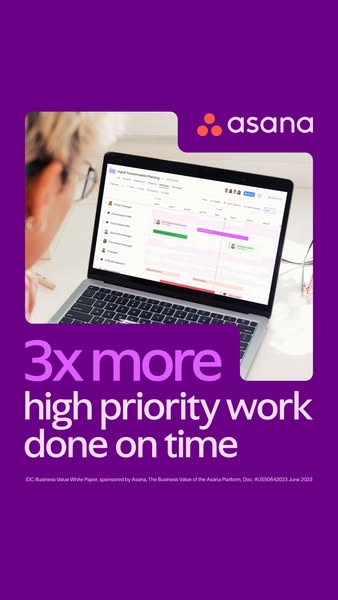 This ad for Asana highlights the benefit of using the platform to get more high-priority work done on time. The ad featu