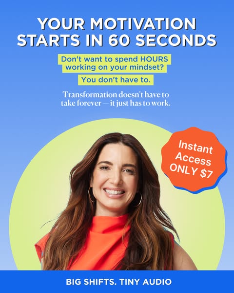 This image ad promotes a program that provides motivation in 60 seconds and transformation that doesn't take forever