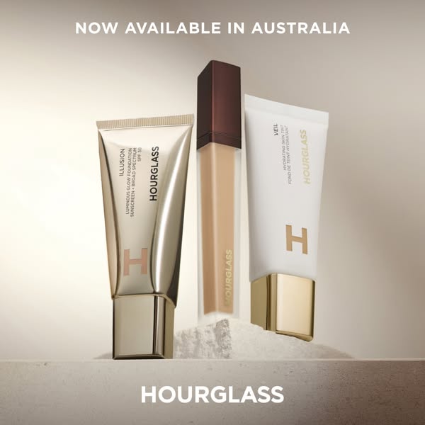 An ad showcasing Hourglass products available in Australia.