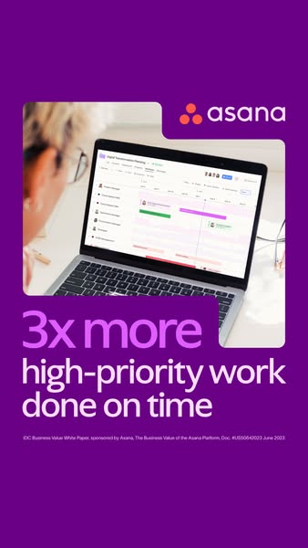 This ad for Asana highlights the benefit of using the platform to get more high-priority work done on time. The ad featu