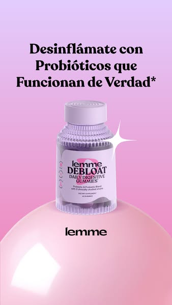 This image ad promotes Lemme Debloat Daily Digestive Gummies with a pastel color scheme.