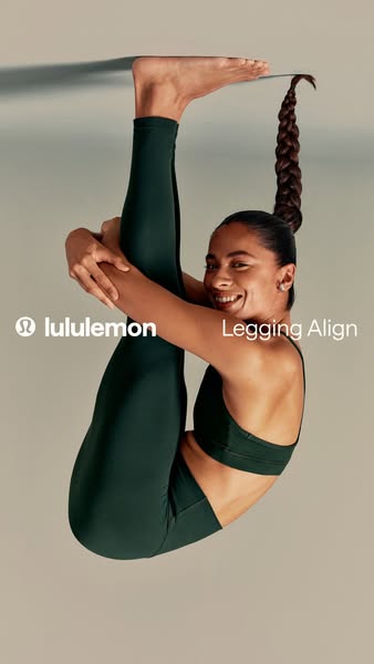 This ad features a woman in Lululemon activewear demonstrating flexibility and comfort. The ad highlights the brand and 