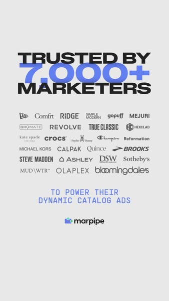 This is an image ad for Marpipe. The ad boasts that the company is trusted by 7,000+ marketers and displays the logos of