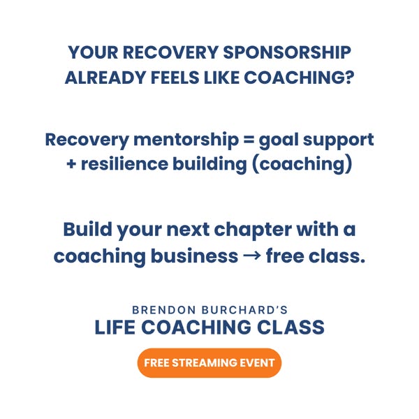 The ad is for Brendon Burchard's Life Coaching Class. The ad uses the question of whether the viewer's recovery 