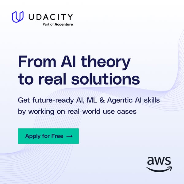 This ad from Udacity highlights their AI, ML, and Agentic AI skills training program, which aims to take users "Fro